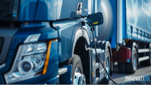 ładowanie cięzarowego samochodu elektrycznego przy uzyciu stacji ładowania typu DC