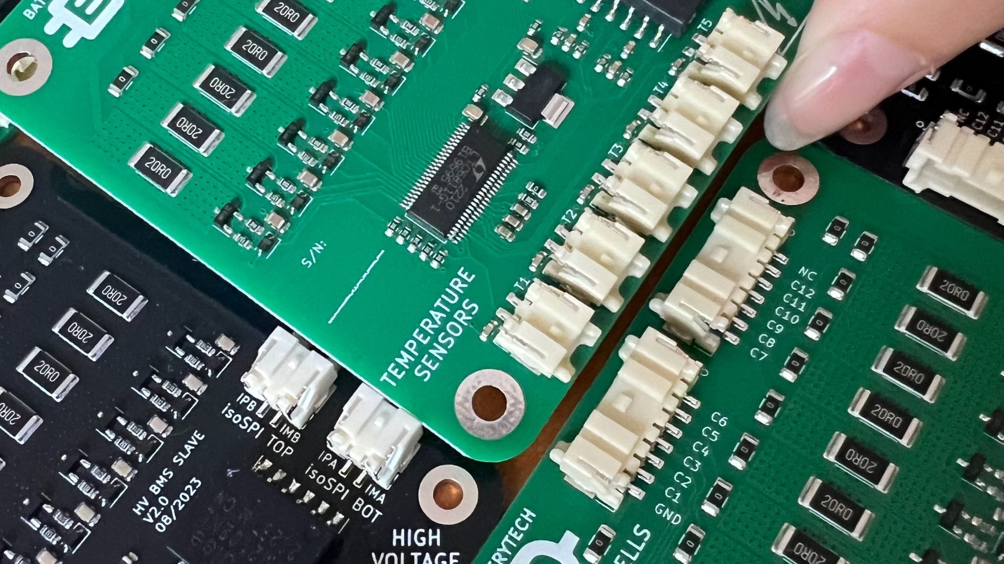 BMS board for battery management.